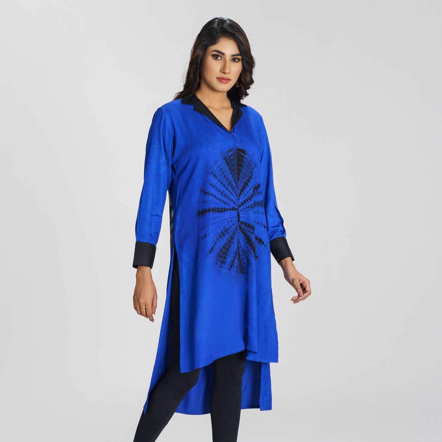 Womens Blue Tie-Dye Kurti