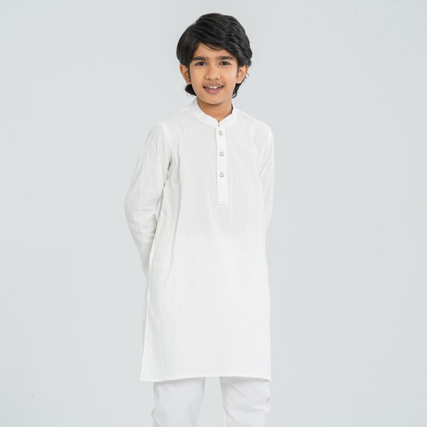 Boy's White Cotton Panjabi