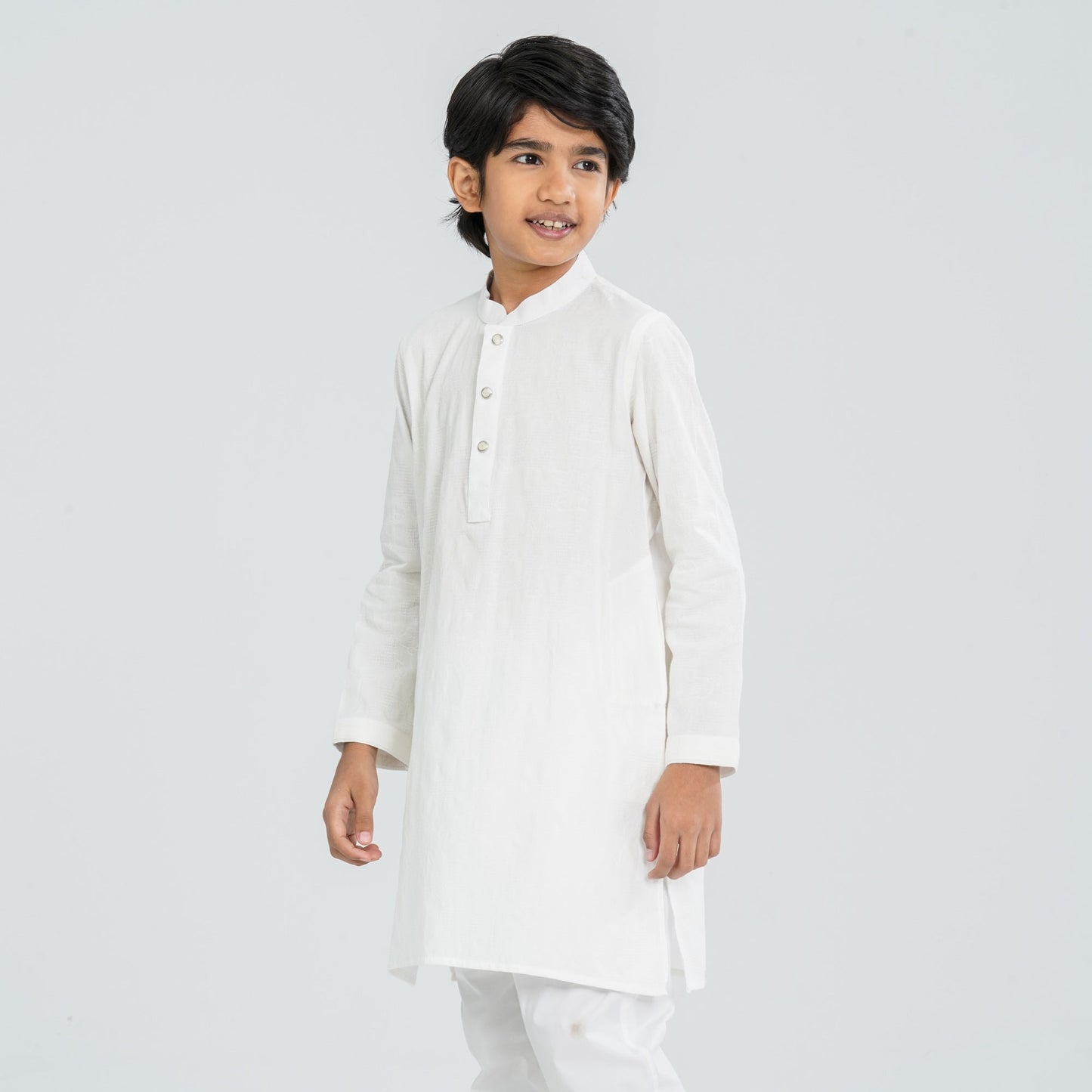 Boy's White Cotton Panjabi
