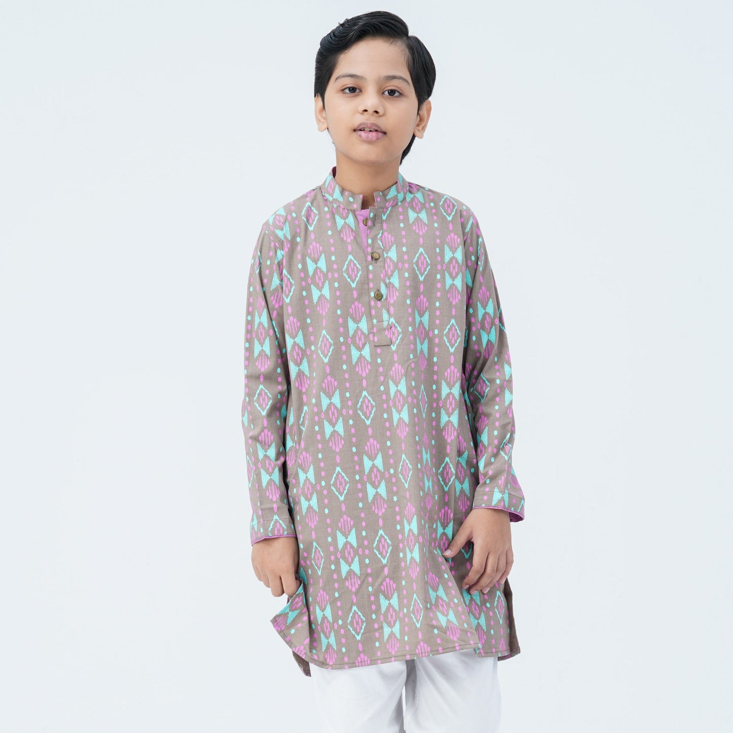 Boy's Beige Cotton Panjabi
