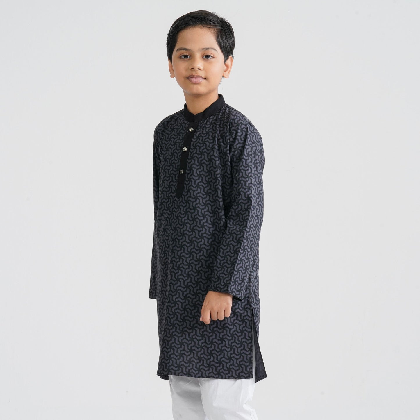 Boy’s Grey Cotton Panjabi