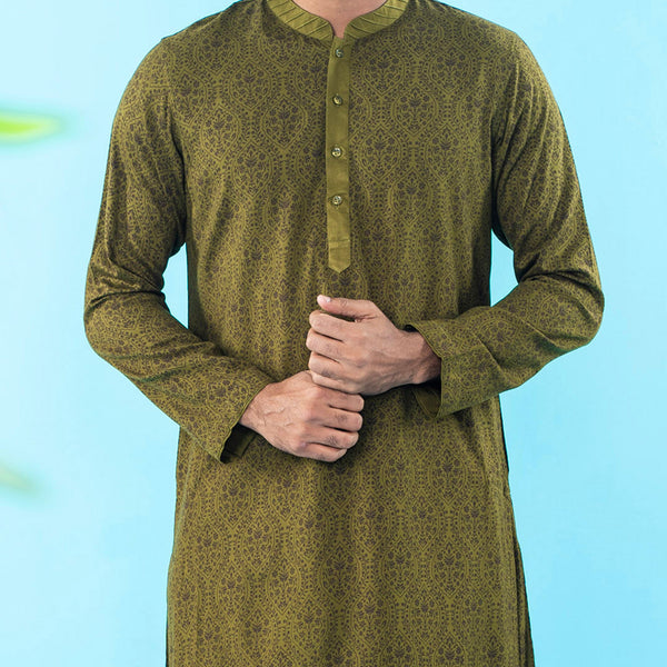 Men's Olive Green Panjabi