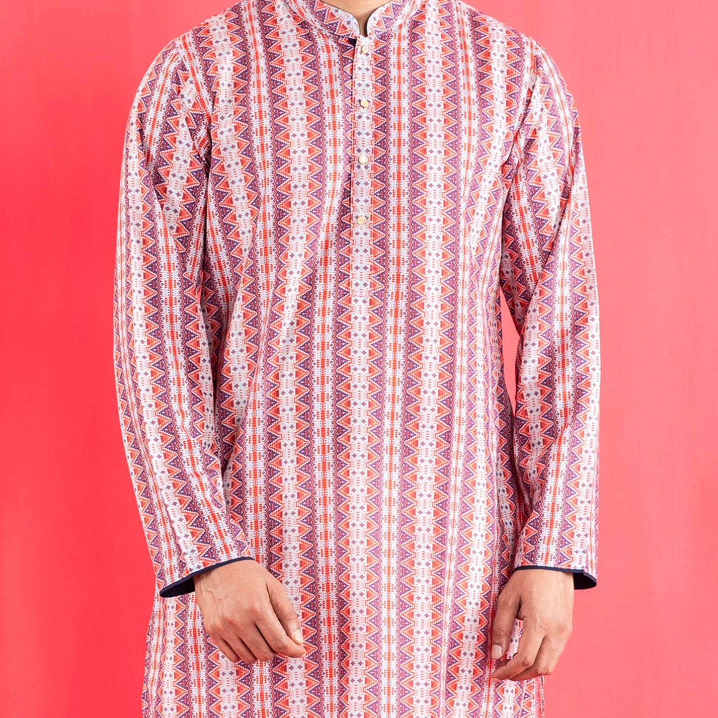 Mens Basic Panjabi- White Print
