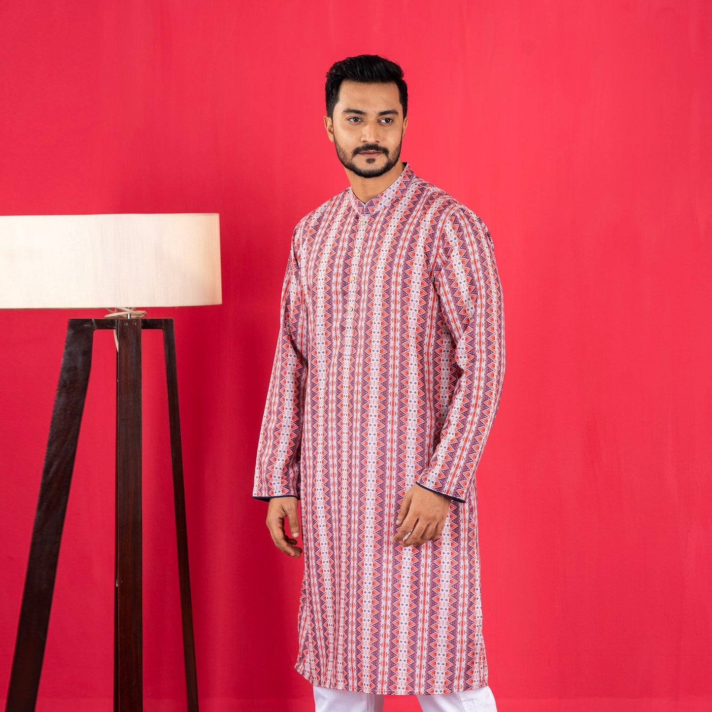 Mens Basic Panjabi- White Print