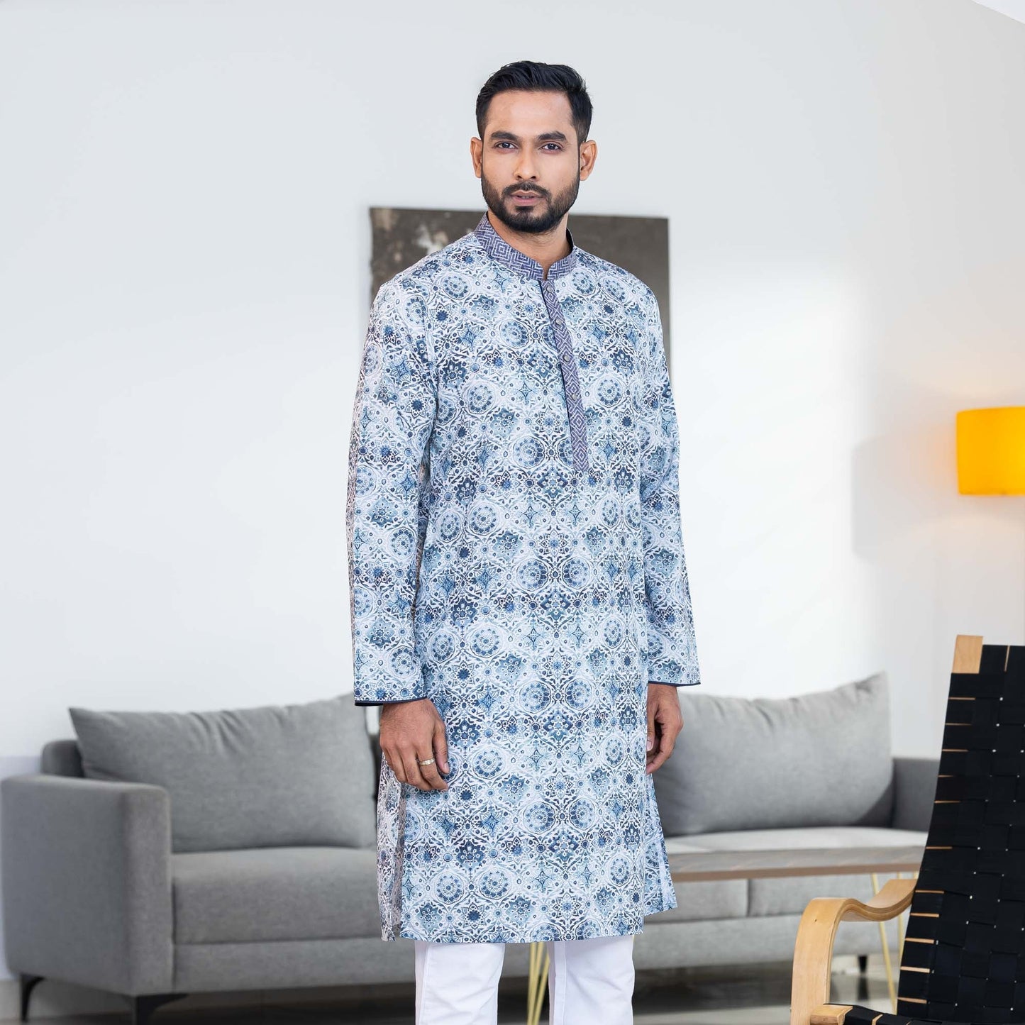 Mens Greish Blue Panjabi