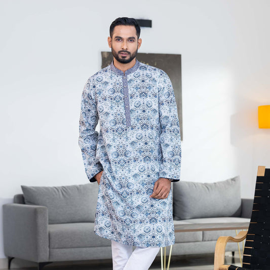 Mens Greish Blue Panjabi