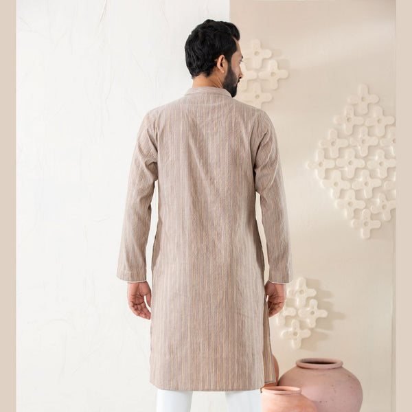 Men's Brown Cotton Panjabi