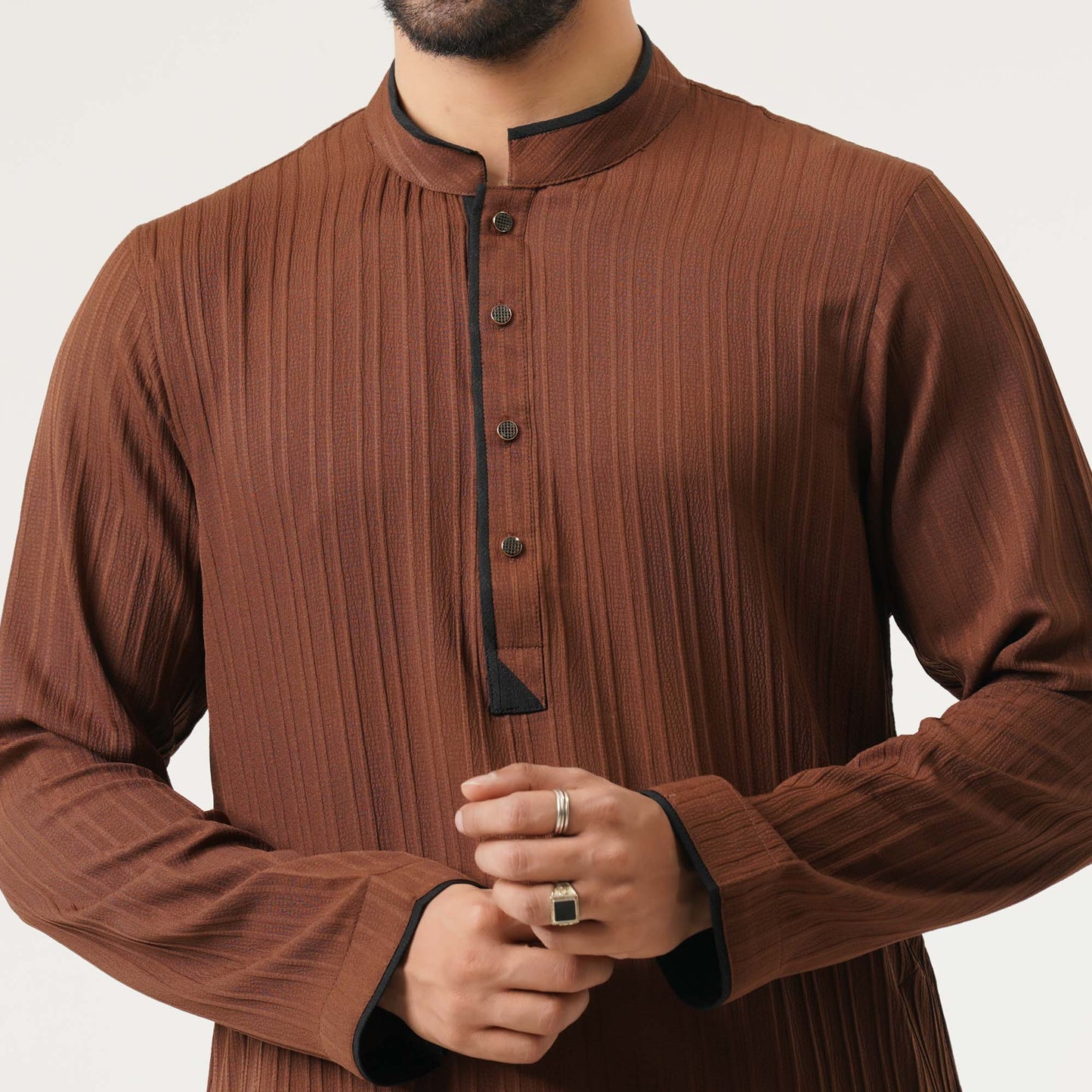 Mens Brown Basic Panjabi