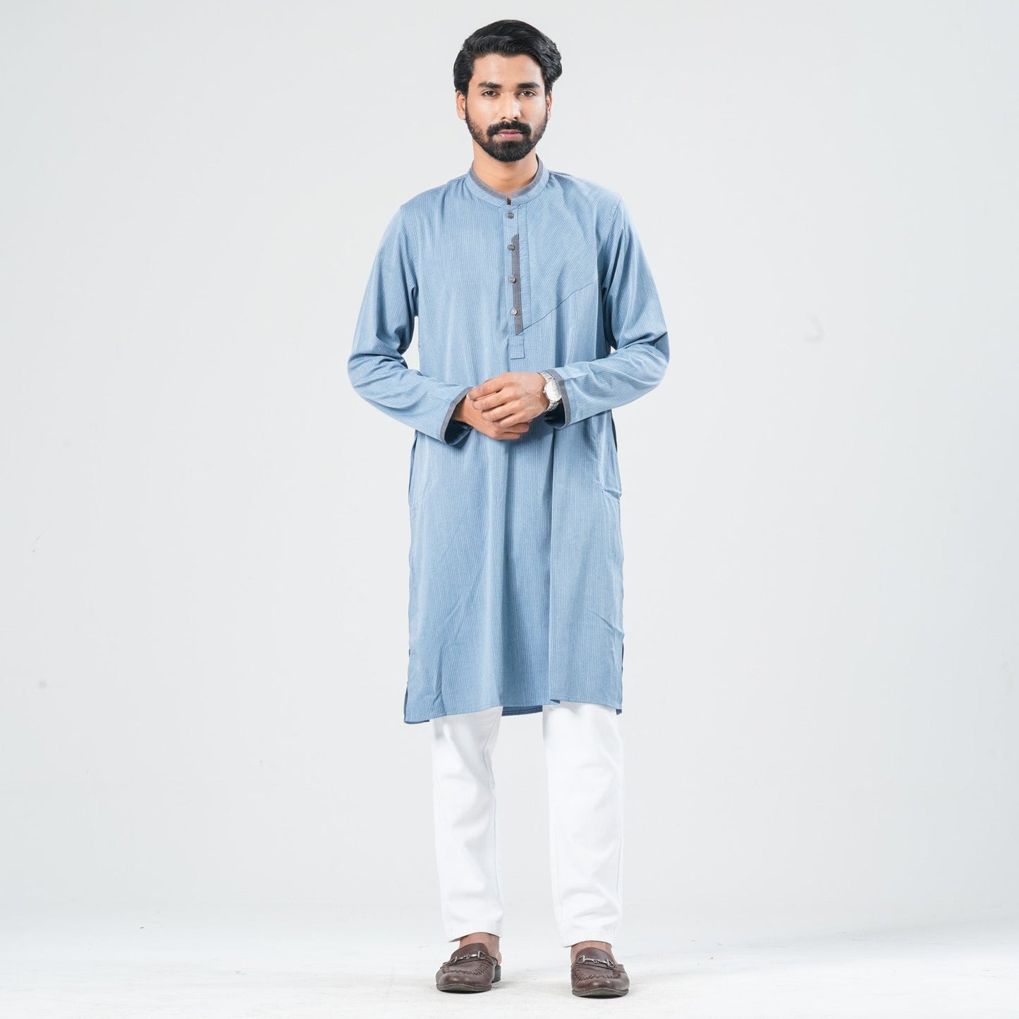 Men Indigo Blended Panjabi