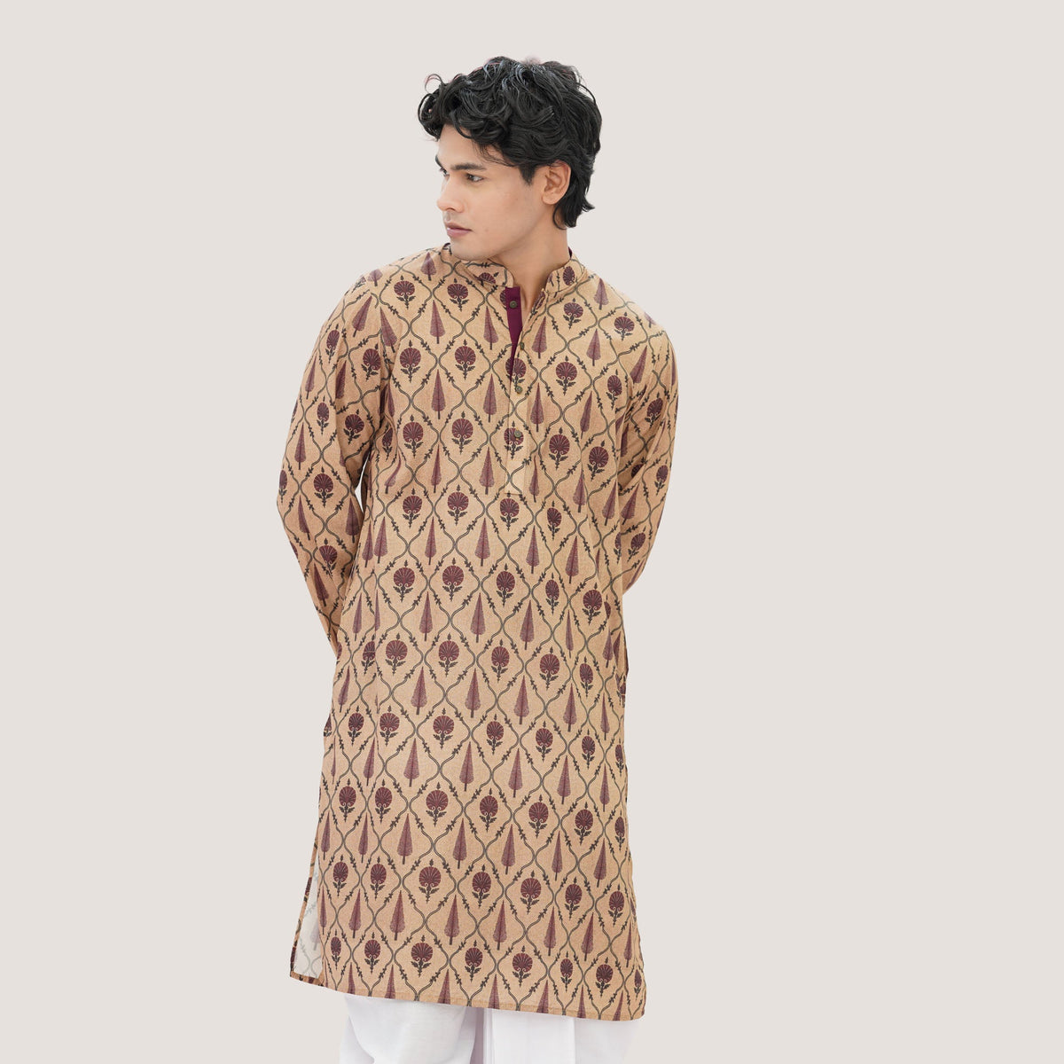 Mens Beige Panjabi