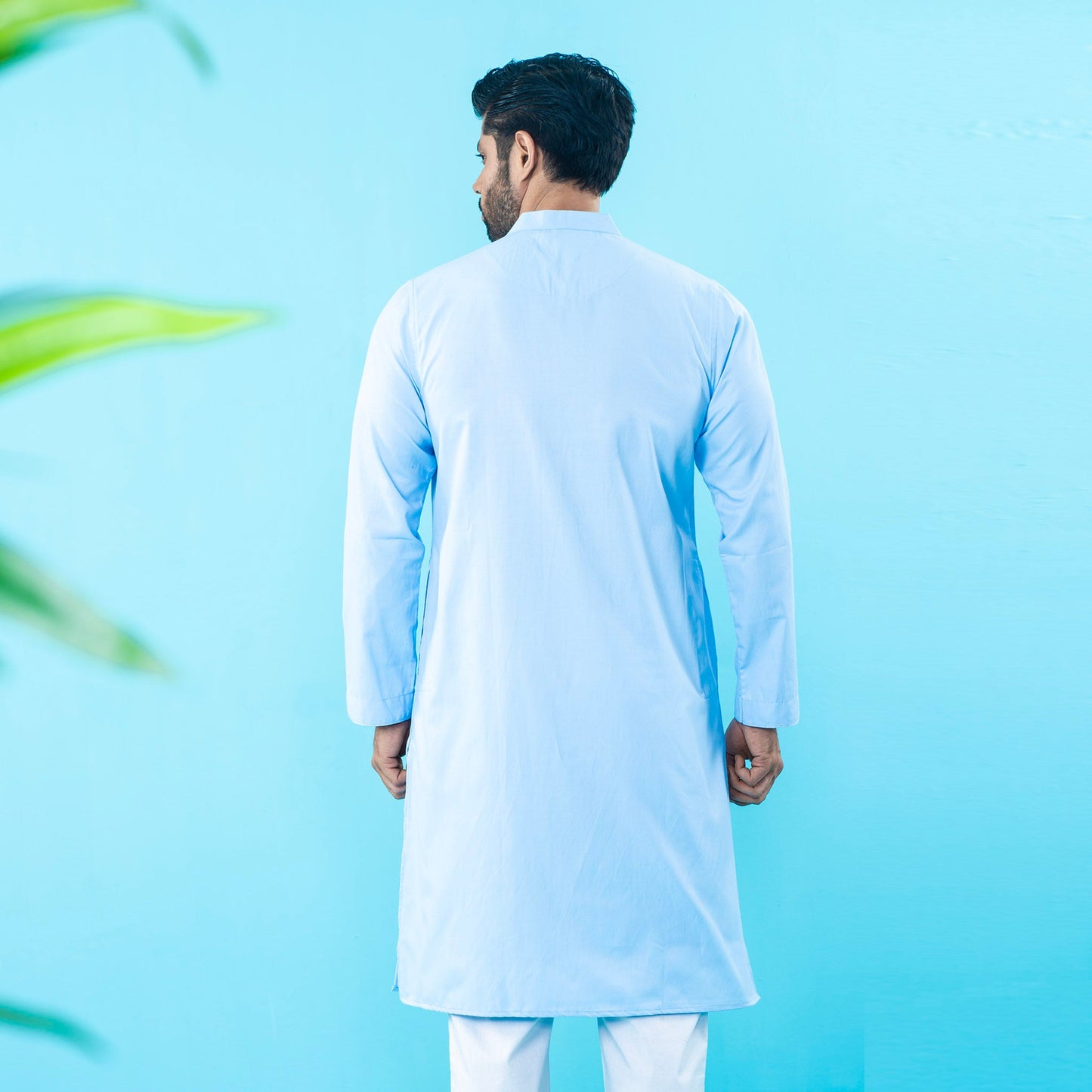 Mens Embroidery Panjabi- Sky Blue