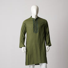 Load image into Gallery viewer, MENS EMBROIDERY PANJABI-OLIVE
