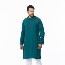 Load image into Gallery viewer, Mens Teal Embroidery Panjabi
