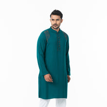 Load image into Gallery viewer, Mens Teal Embroidery Panjabi
