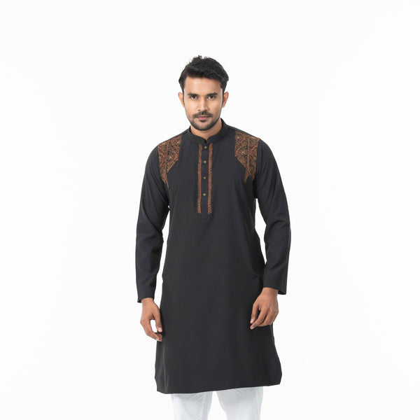 Mens Black Embroidery Panjabi