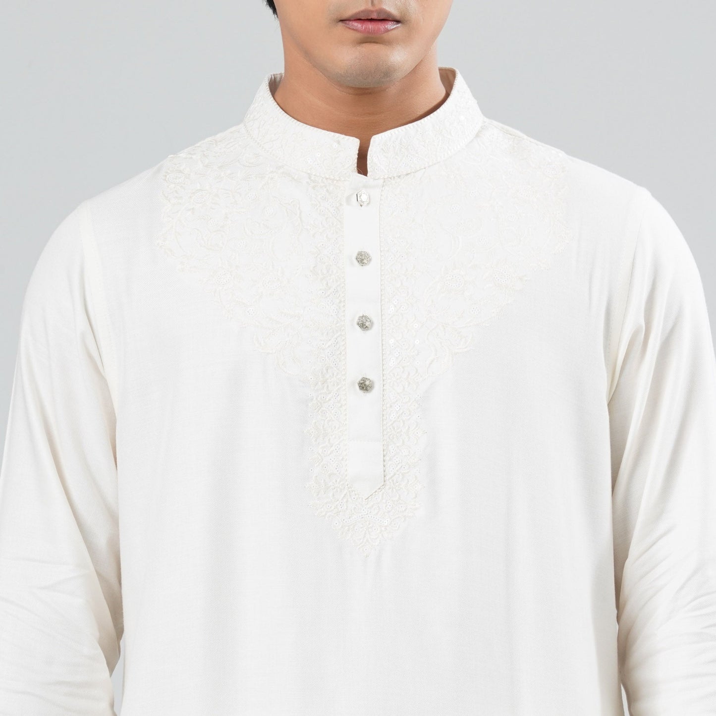 Men Cream Blended Panjabi