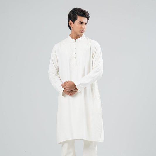 Men Cream Blended Panjabi