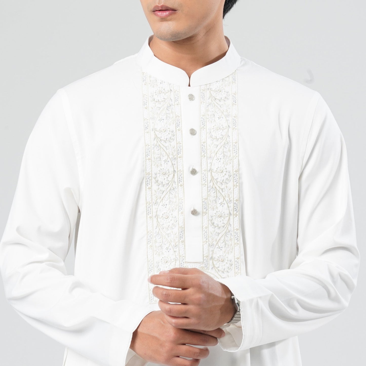 Men White Blended Panjabi