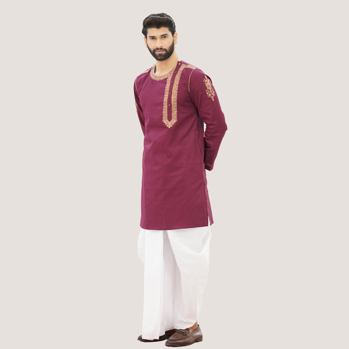 Mens Maroon Panjabi