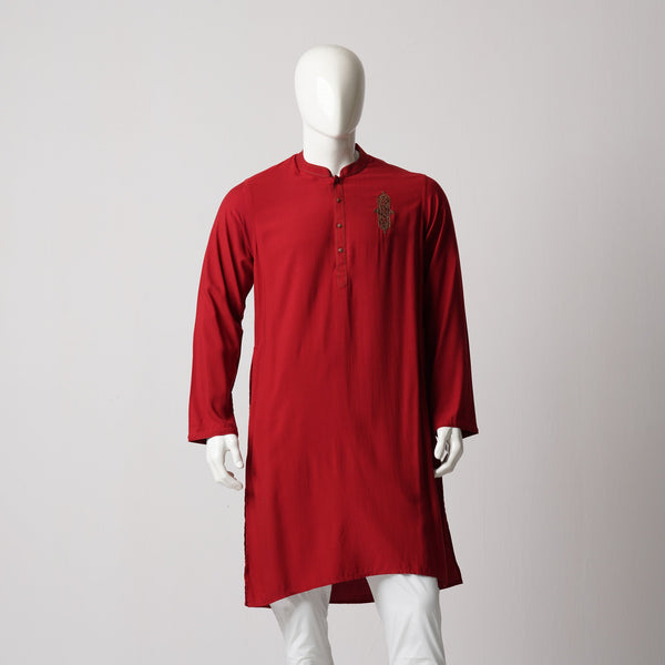 MENS KARCHUPI PANJABI-BURGUNDY