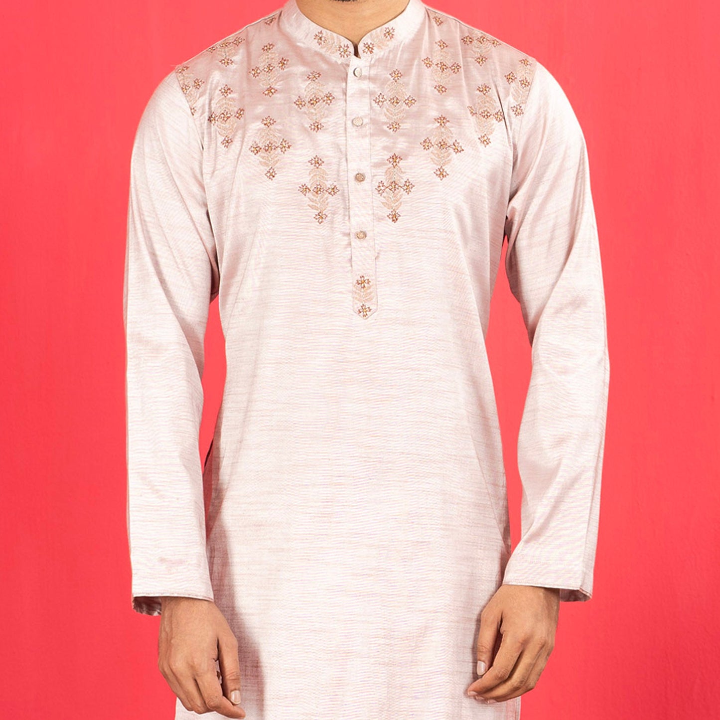 Mens Karchupi Panjabi- Peach