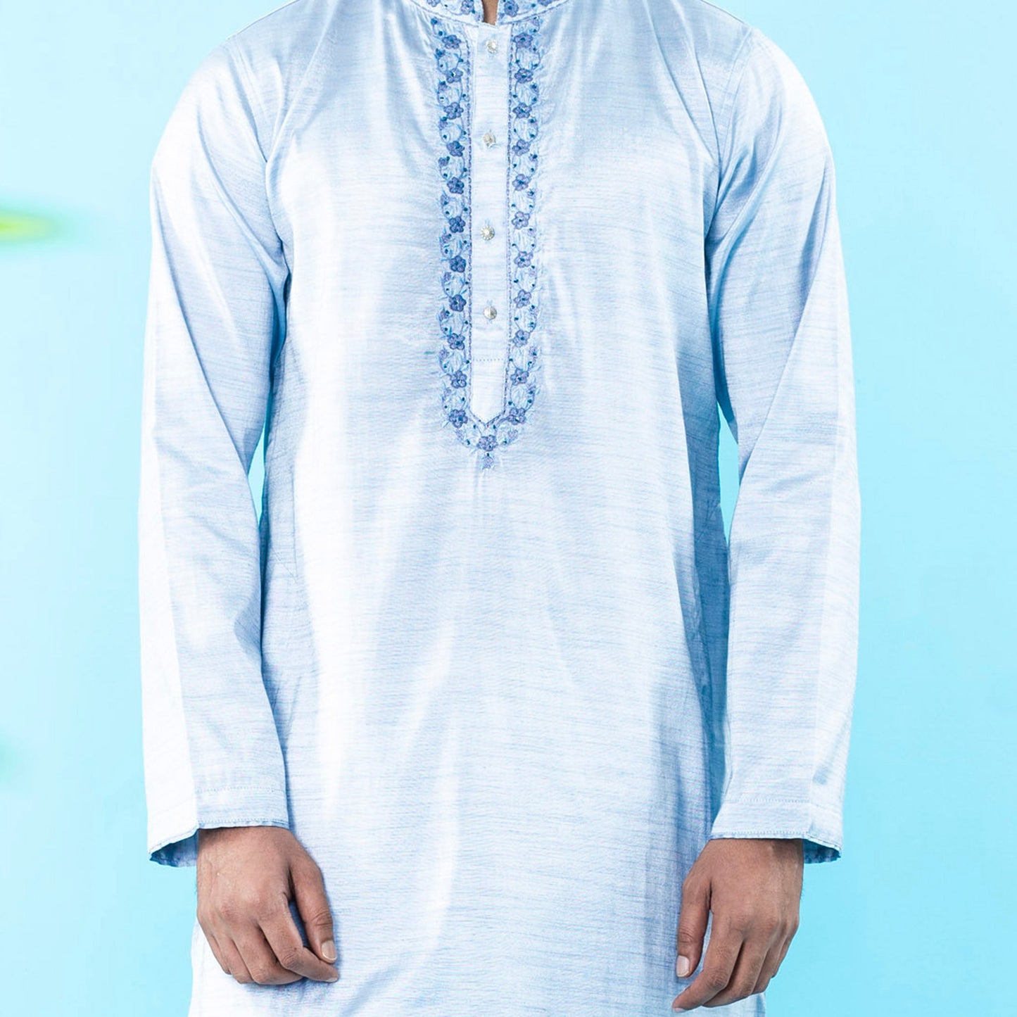 Mens Karchupi Panjabi- Silver