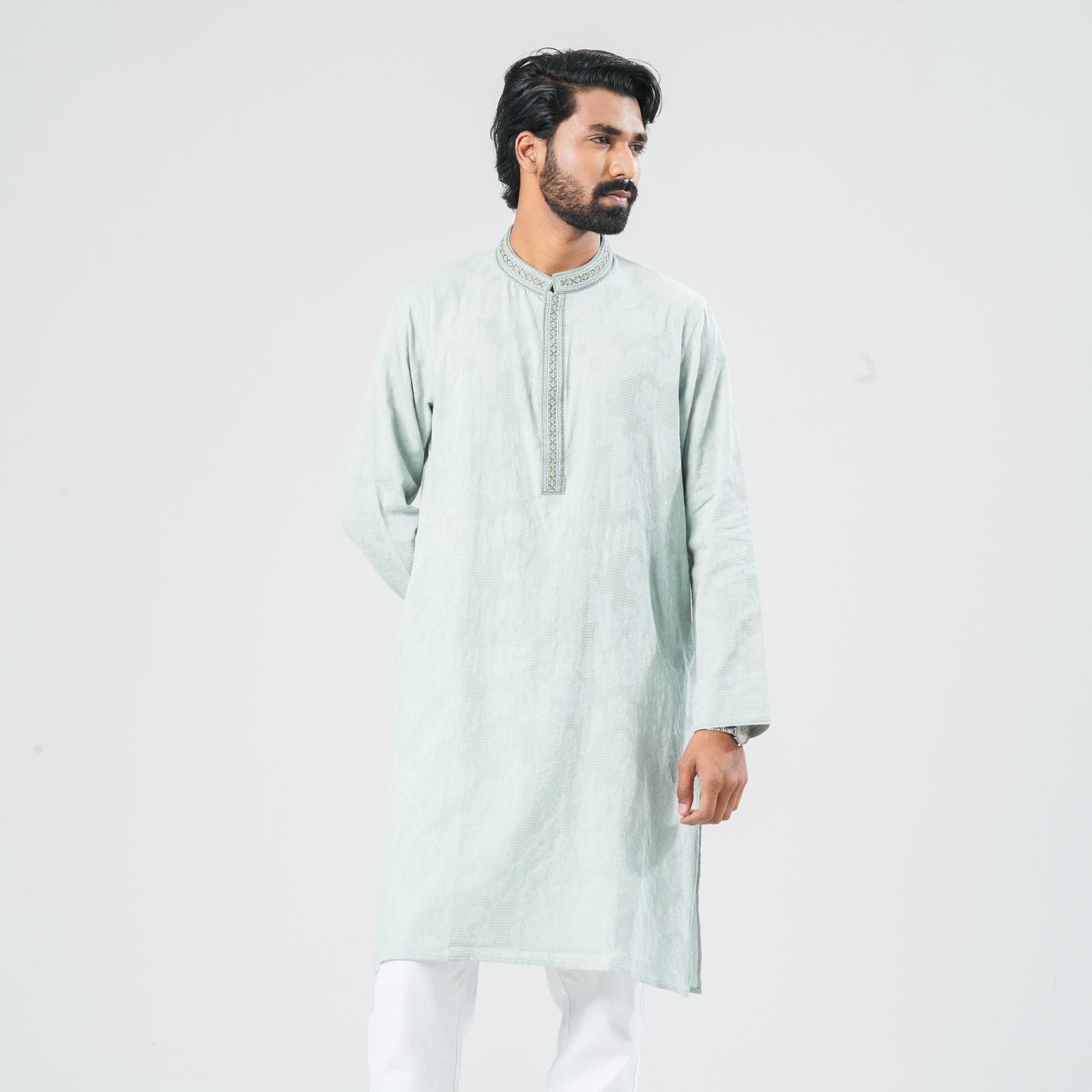 Men's Mint Green Blended Panjabi