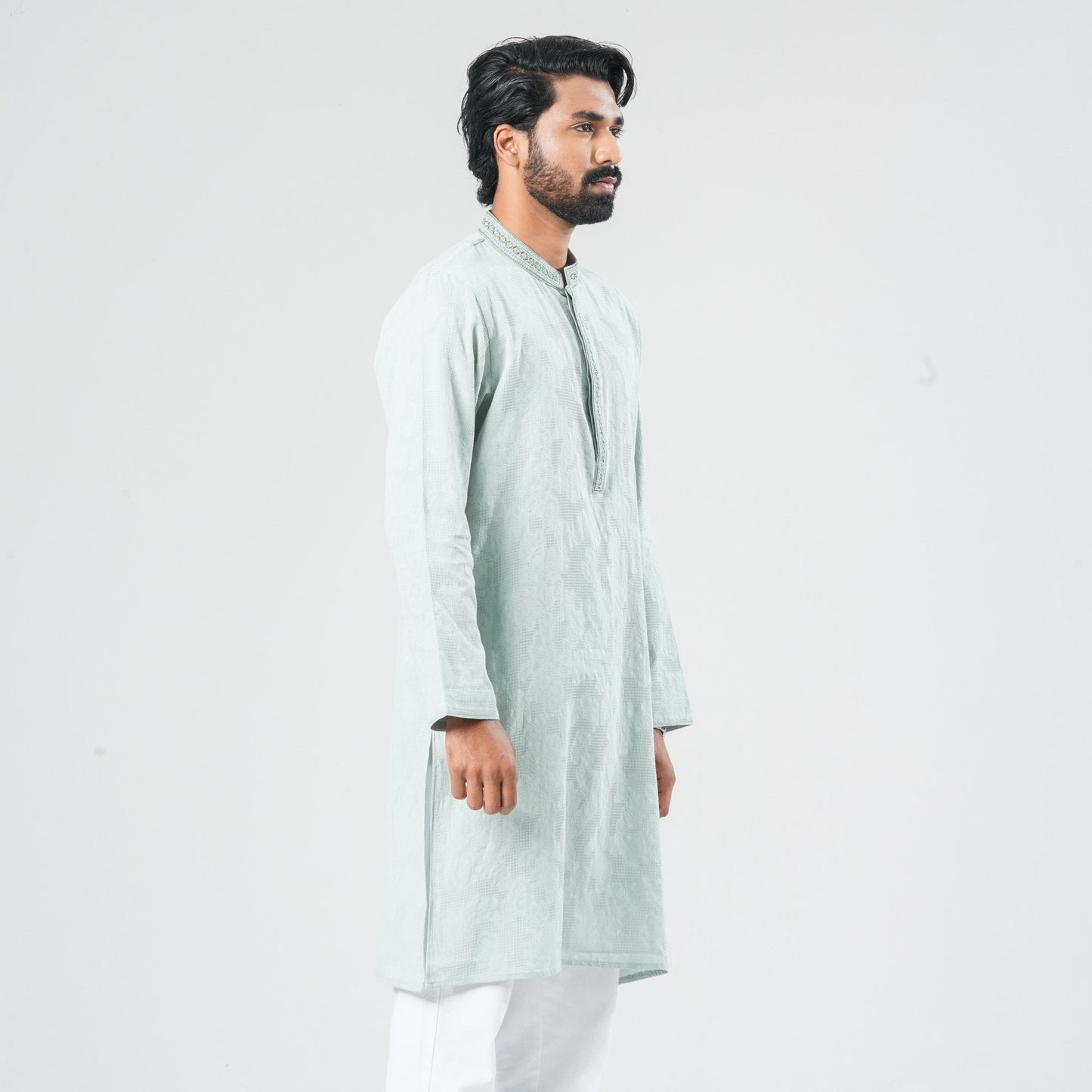 Men's Mint Green Blended Panjabi