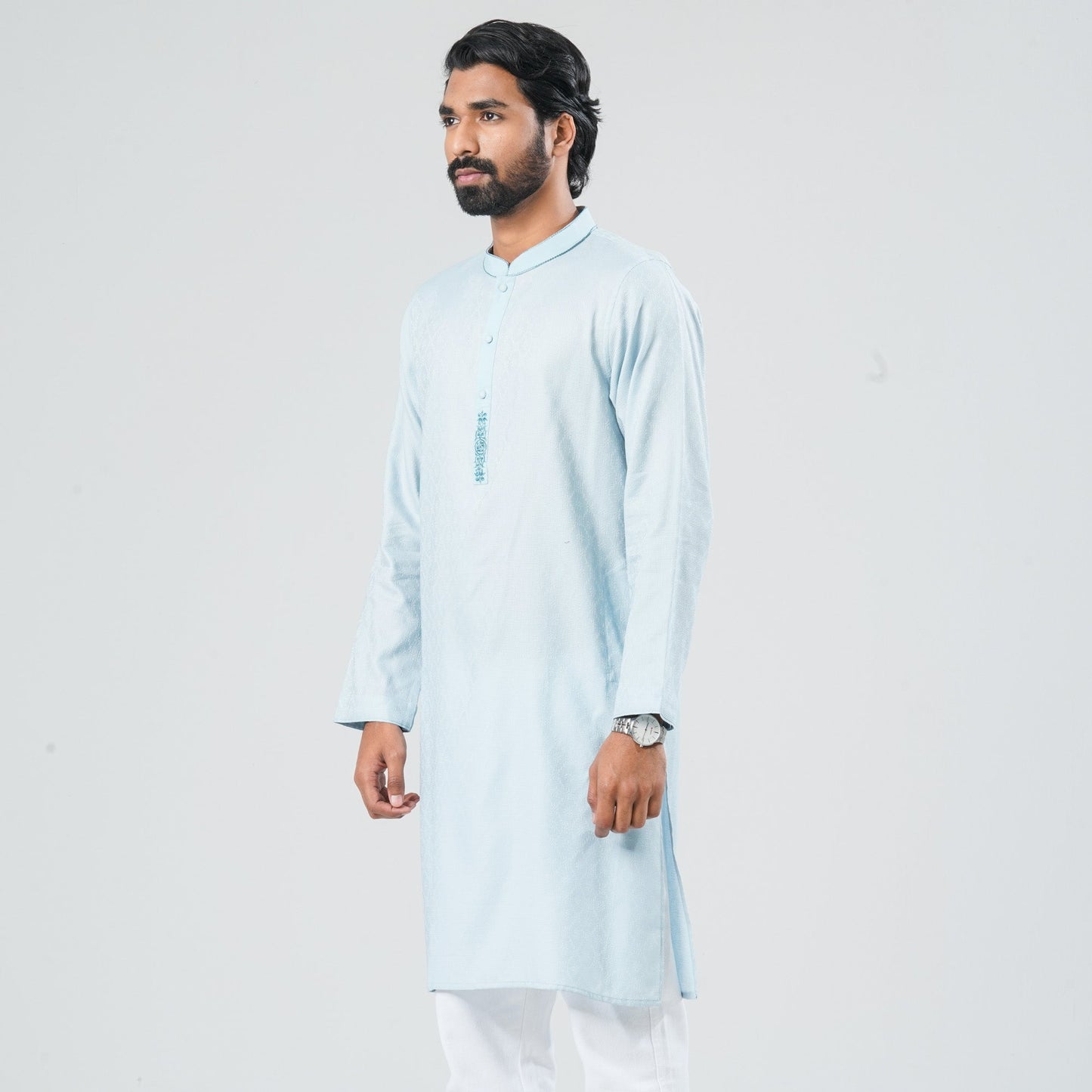 Men Sky Blue Cotton Panjabi