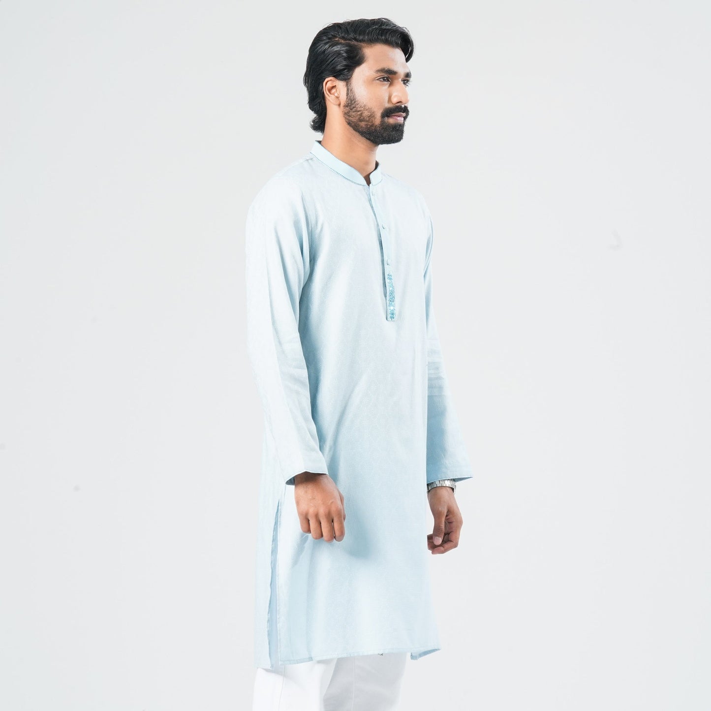 Men Sky Blue Cotton Panjabi