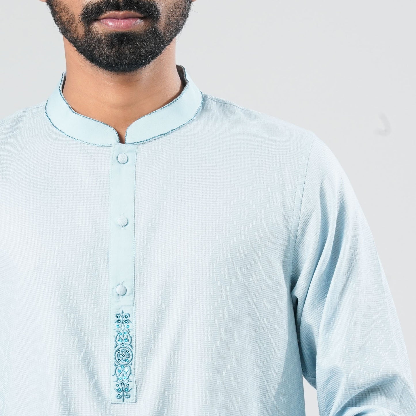 Men Sky Blue Cotton Panjabi