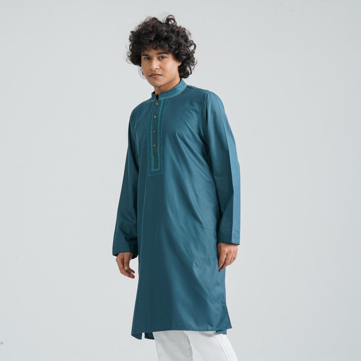Men Green Cotton Panjabi