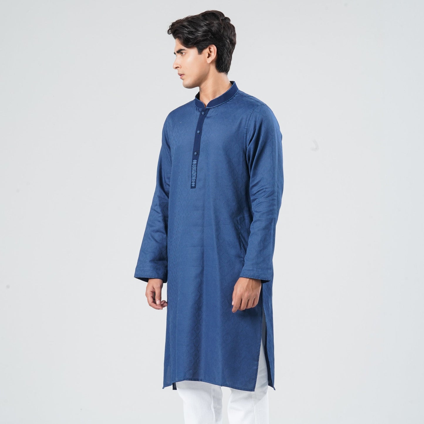Men's Teal Cotton Panjabi