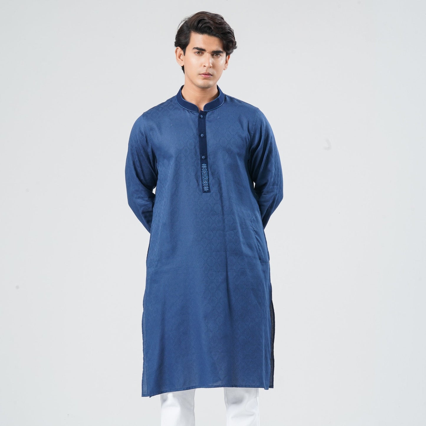 Men's Teal Cotton Panjabi