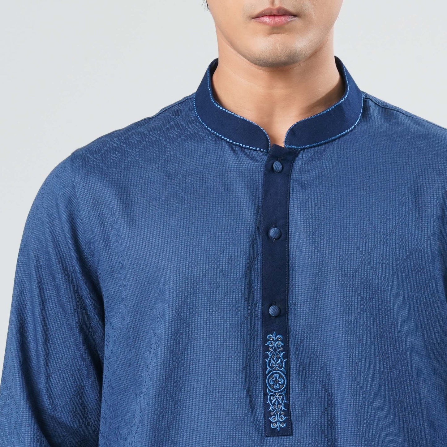 Men's Teal Cotton Panjabi