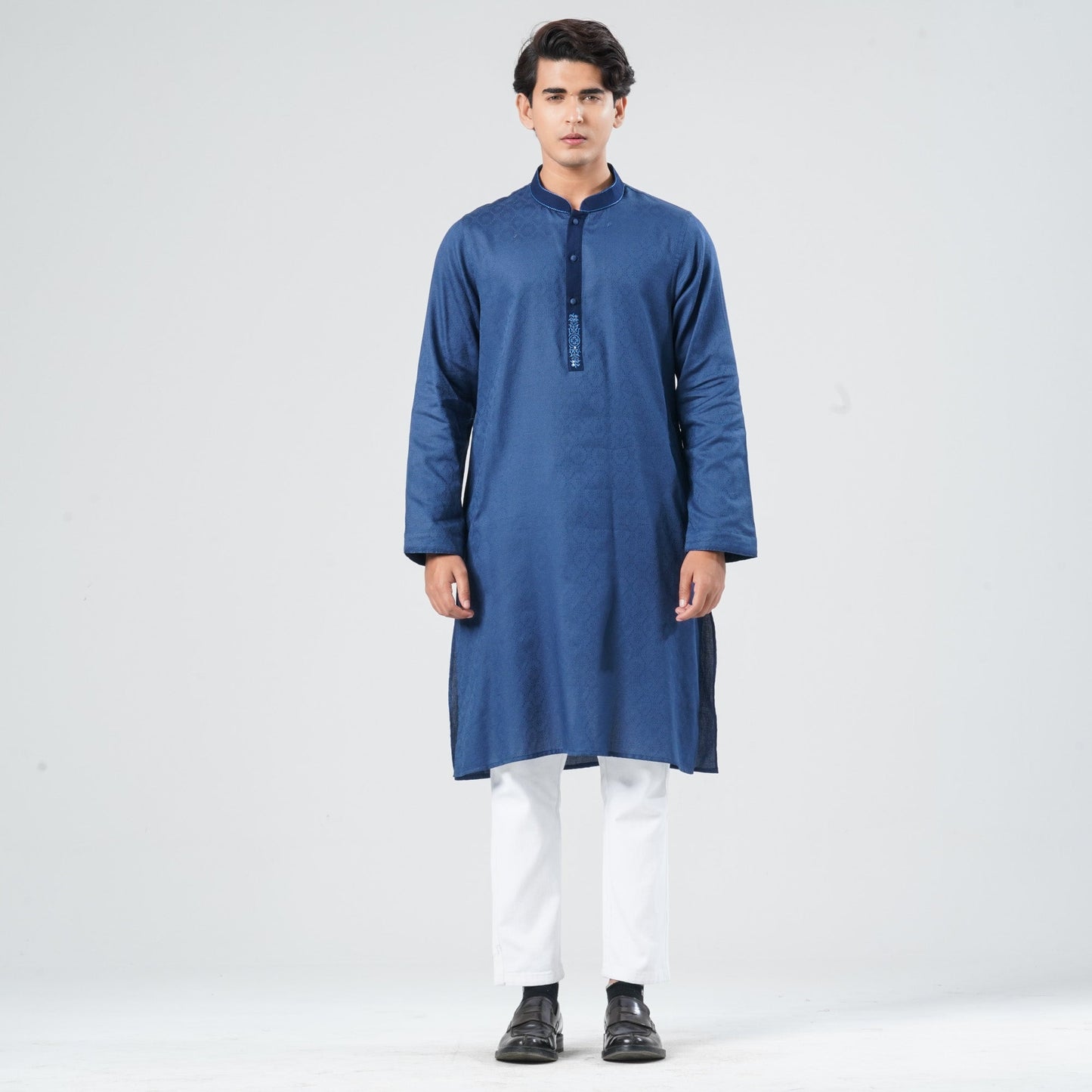 Men's Teal Cotton Panjabi