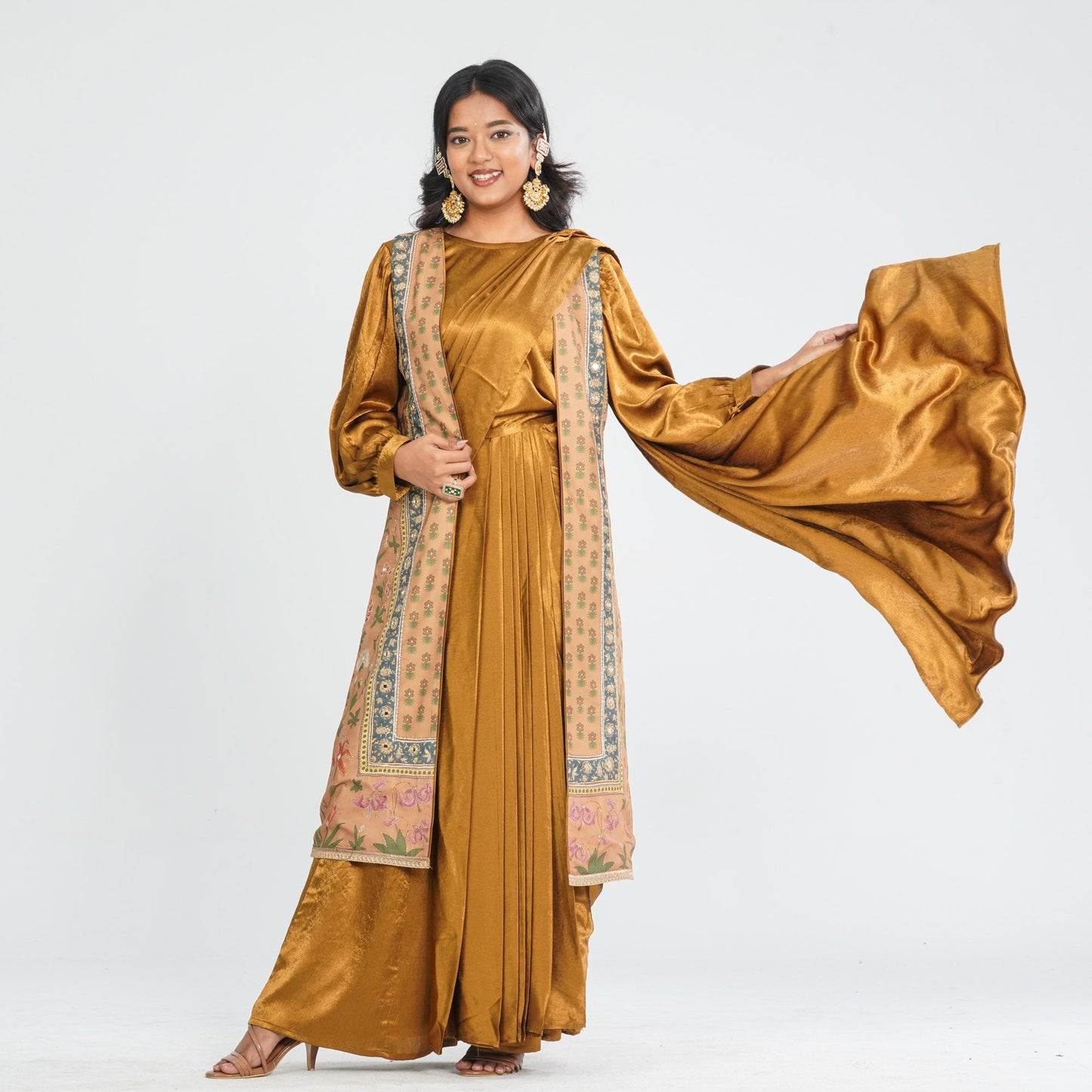 Women’s Silk Pant Saree with Top & Summer Jacket