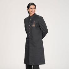 Load image into Gallery viewer, Men&#39;s Black Sherwani with Karchupi Work
