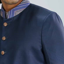 Load image into Gallery viewer, Men&#39;s Navy Print Sherwani
