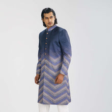 Load image into Gallery viewer, Men&#39;s Navy Print Sherwani
