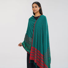 Load image into Gallery viewer, Womens Green Ethnic Shawl
