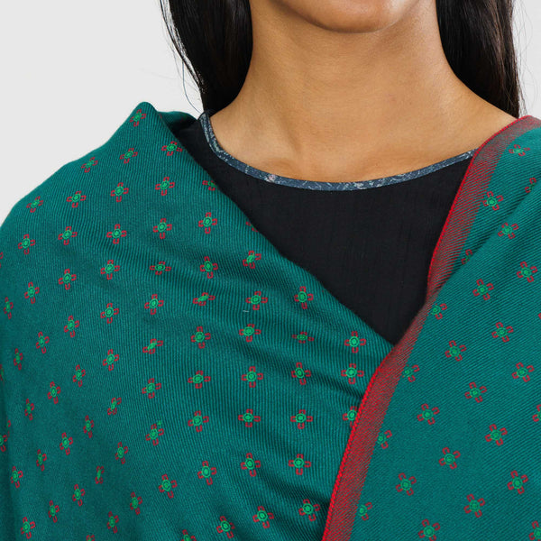 Womens Green Ethnic Shawl