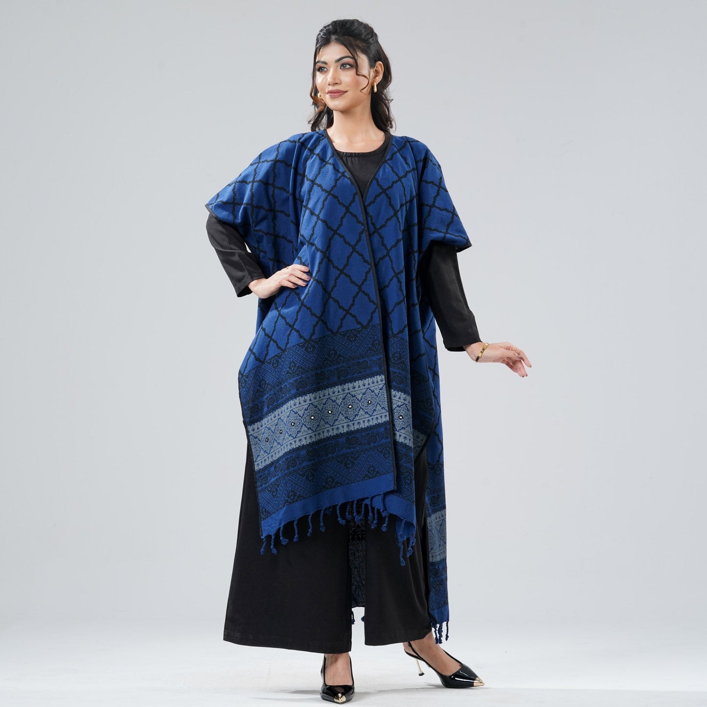 Women's Blue Ethnic Shawl