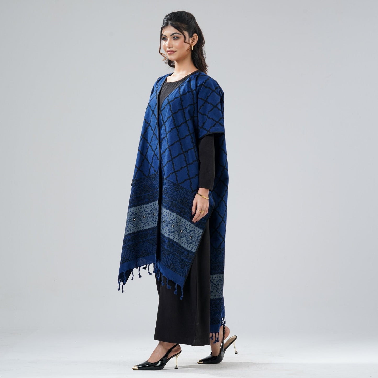 Women's Blue Ethnic Shawl