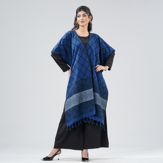 Women's Blue Ethnic Shawl
