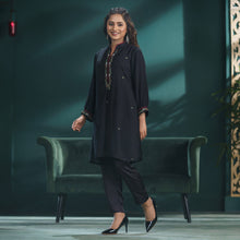 Load image into Gallery viewer, Black Embroidered Georgette Tunic
