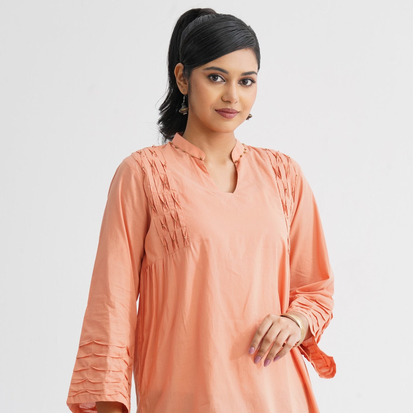 Womenâ€™s Peach Cotton Tunic