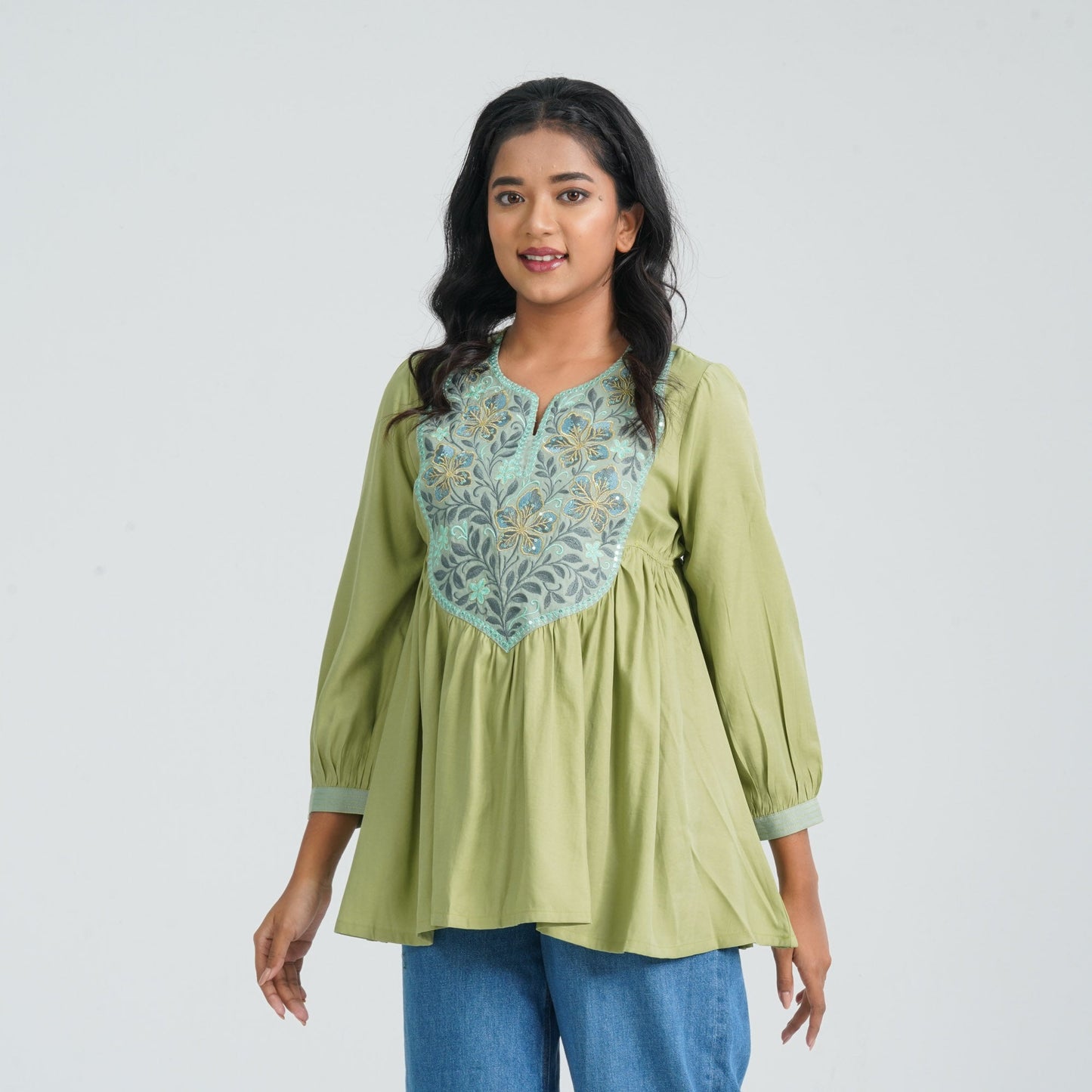Women Green Cotton Tunic