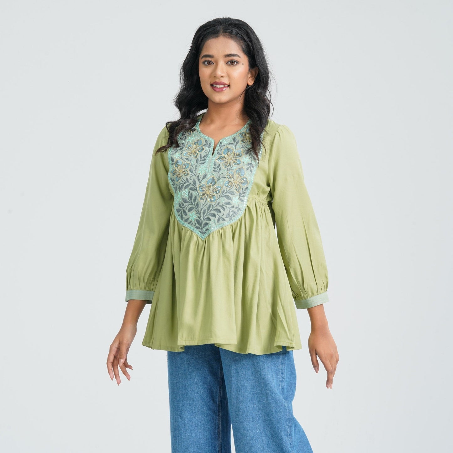 Women Green Cotton Tunic