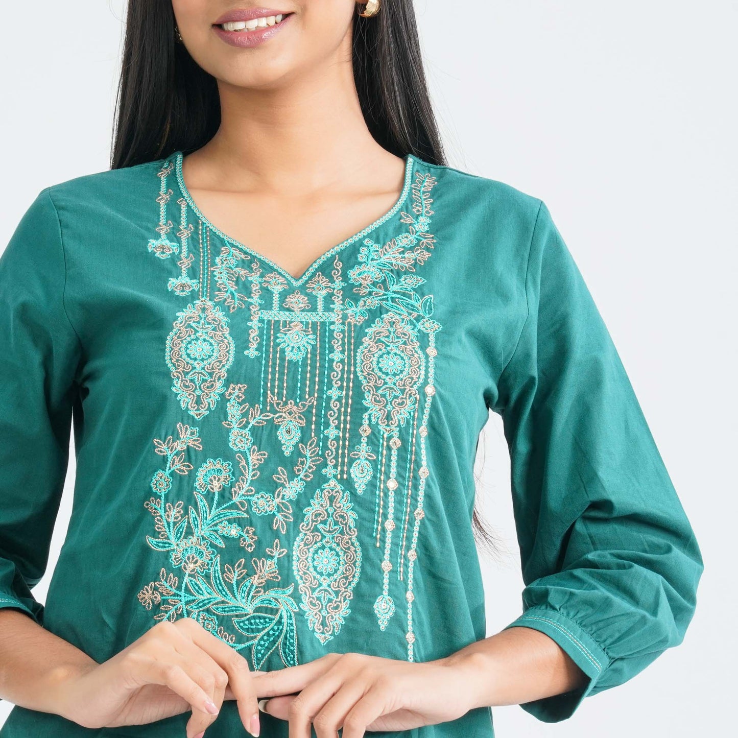 Women Green Silk Tunic